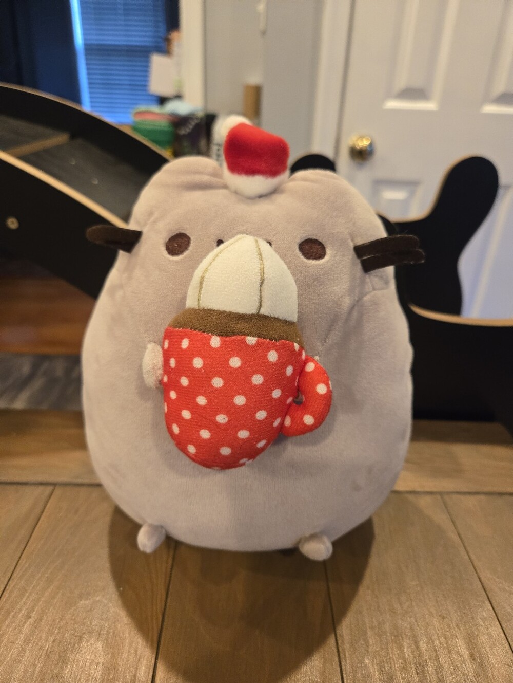 Holiday Pusheen Cat Plush Santa Hat Hot Coco Kawaii Gray